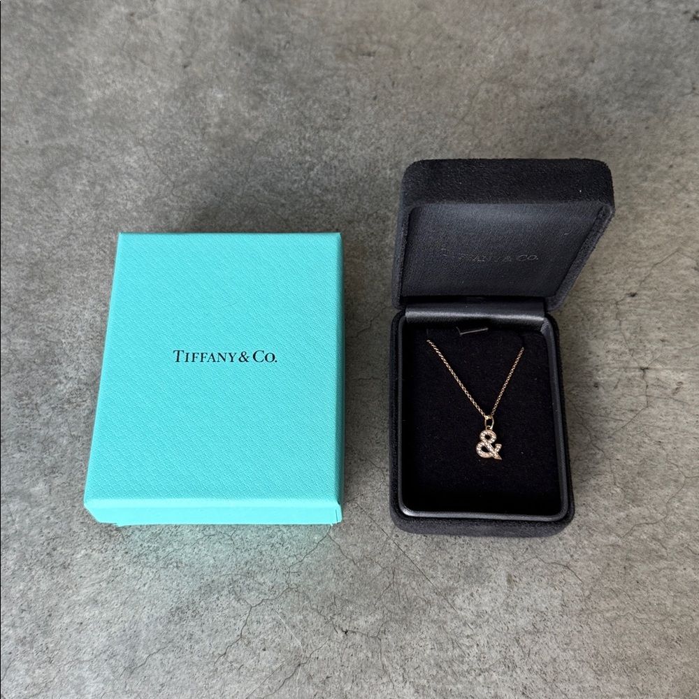 TIFFANY & CO. 18K ROSE GOLD DIAMOND AMPERSAND NECKLACE